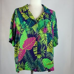 Tropical Leaf Print Women's Top